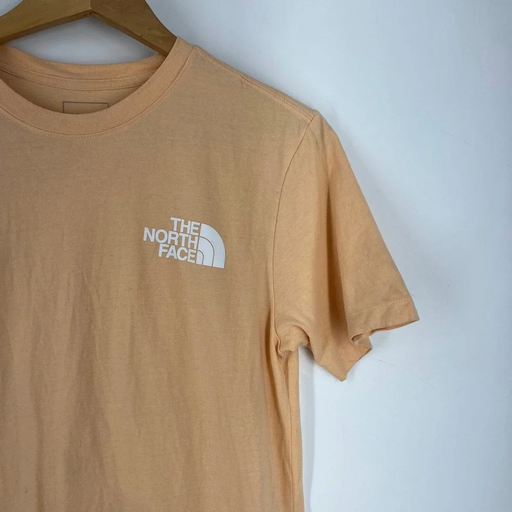 The North Face Mens Peach Graphic Short Sleeve T-Shirt Blue Box Logo Size‎ S